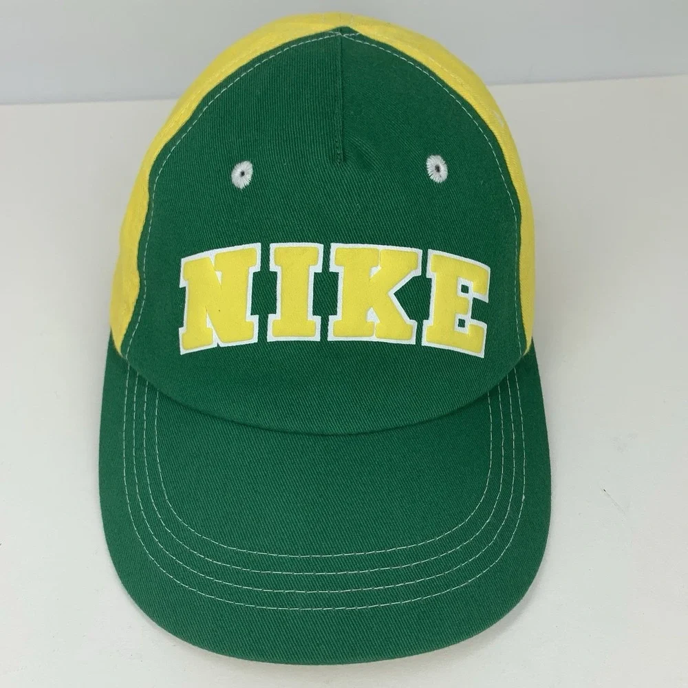Green Yellow CHILD Nike Hat 2000s Adjustable Cotton Baseball Cap